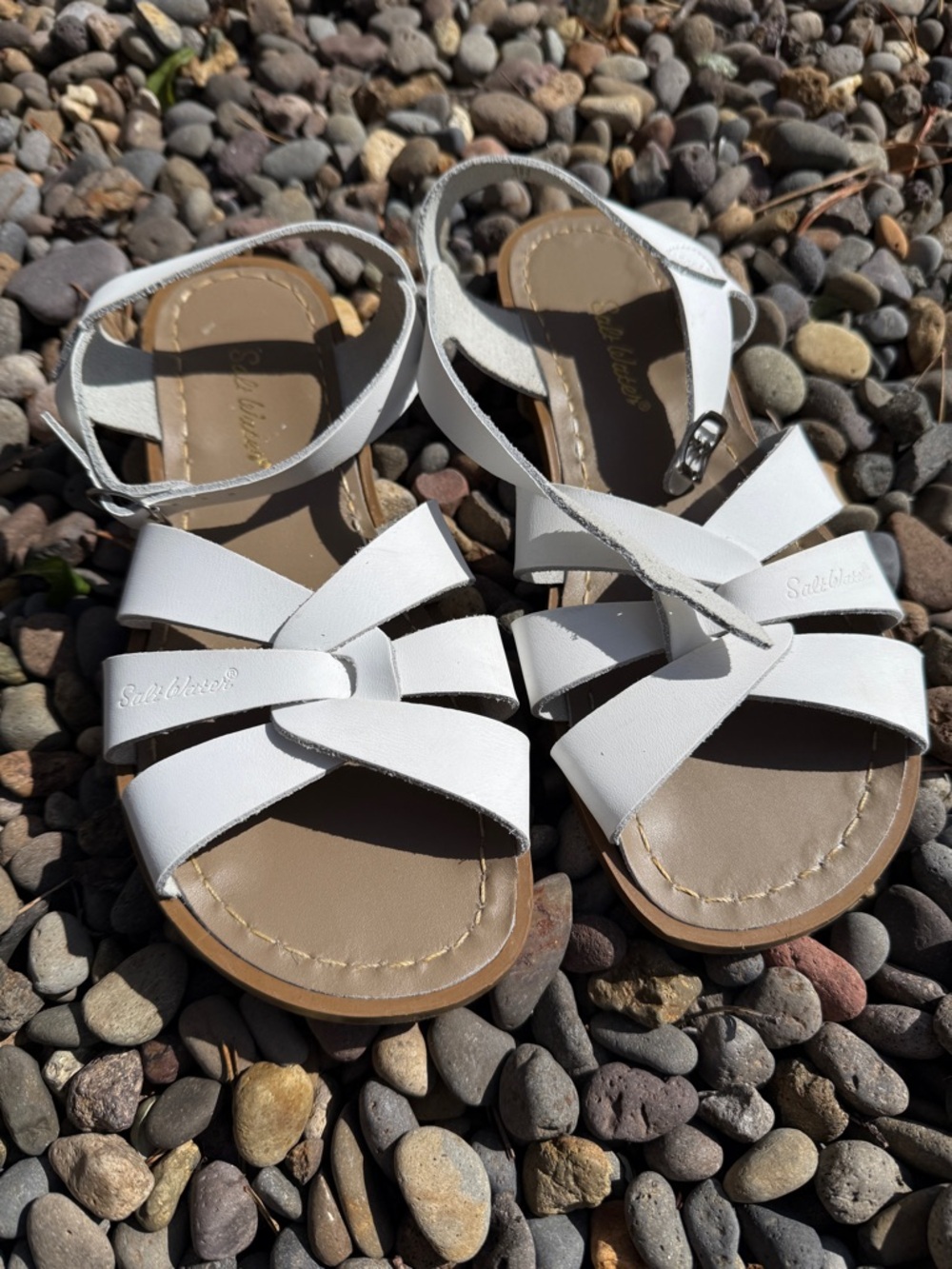 Women’s White Salt Water Leather Strappy Sandals